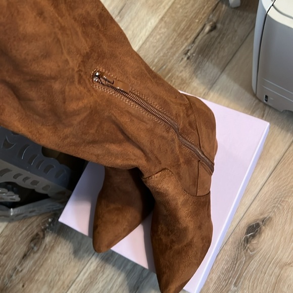 Suede boots, over the knee, caramel brown 🔥 - Picture 9 of 12